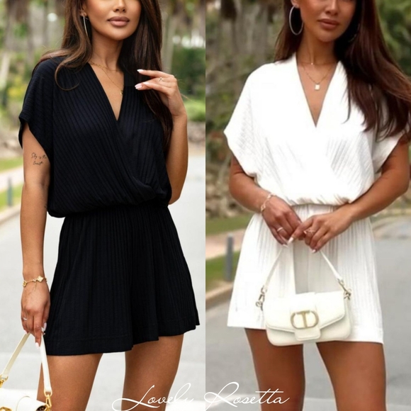 Ivory V-Neck Surplice Romper - Picture 2 of 8